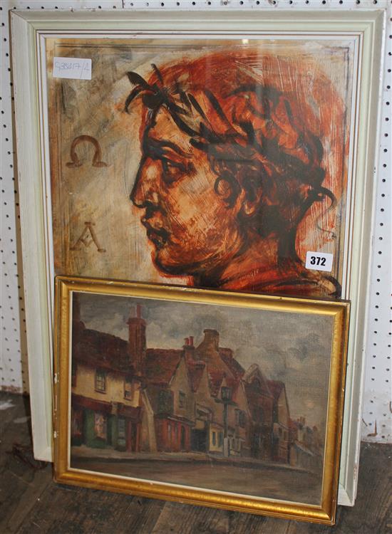 Painting of a Roman & one of Lewes(-)